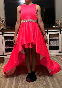 Custom Pink Size 0 Girls Size Jewelled Fun Fashion Floor Length Train Dress on Queenly