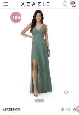 Azazie Green Size 10 $300 Side slit Dress on Queenly