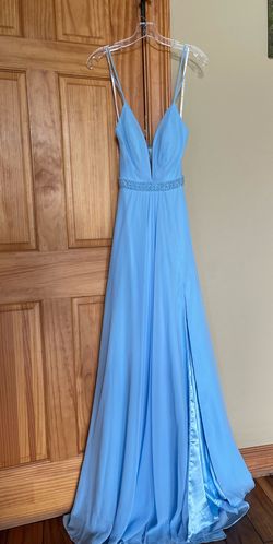 Faviana Light Blue Size 2 V Neck $300 Wedding Guest Ball gown on Queenly
