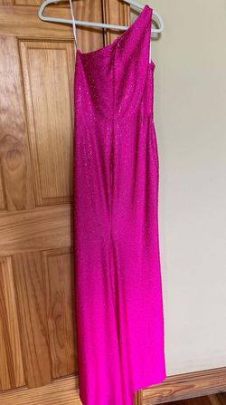Sherri Hill Hot Pink Size 4 One Shoulder Side slit Dress on Queenly