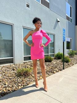 Mac Duggal Hot Pink Size 4 Summer Appearance Midi Cocktail Dress on Queenly