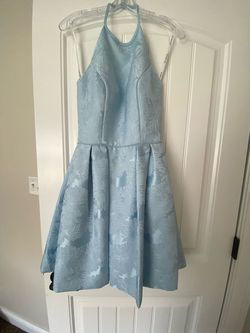 Sherri Hill Blue Size 2 Pattern $300 Midi Print Cocktail Dress on Queenly