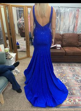 Johnathan Kayne Blue Size 6 Jewelled Prom Backless Straight Dress on Queenly