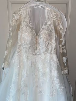 Allure Bridal White Size 14 Corset Plus Size Lace Wedding Train Dress on Queenly