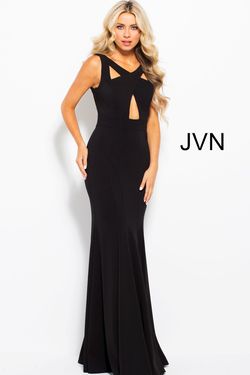 Jovani Black Tie Size 4 Floor Length Sorority Formal Straight Dress on Queenly