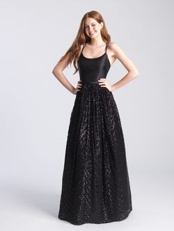 Madison James Black Size 2 Floor Length Sequin A-line Dress on Queenly