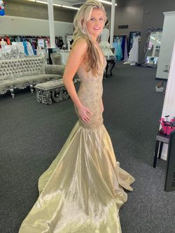 Sherri Hill Gold Size 2 Black Tie Custom Mermaid Dress on Queenly
