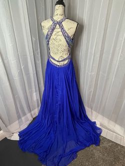Rachel Allan Blue Size 10 Floor Length Black Tie A-line Dress on Queenly