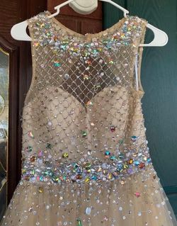 Rachel Allan Nude Size 8 Sequin Jewelled $300 Ball gown on Queenly