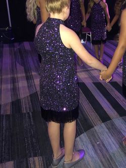 Ashley Lauren Purple Size 0 Sequin Fringe $300 Jewelled Cocktail Dress on Queenly