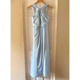 Azazie Blue Size 0 A-line Floor Length Side slit Dress on Queenly