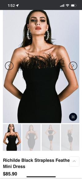 Bella Barnett Black Size 0 Midi Feather $300 Cocktail Dress on Queenly