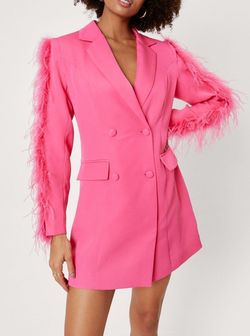 Nasty Gal Pink Size 6 Midi Feather $300 Cocktail Dress on Queenly