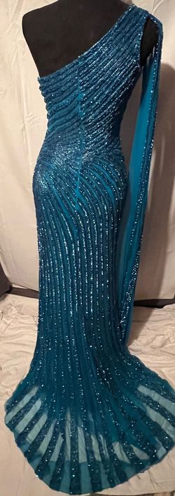 Sherri Hill Green Size 2 Cape Black Tie Straight Dress on Queenly