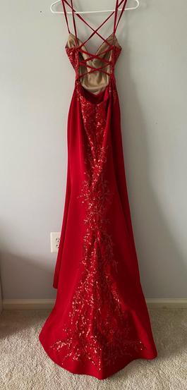 MoriLee Red Size 0 Train Sequin A-line Dress on Queenly