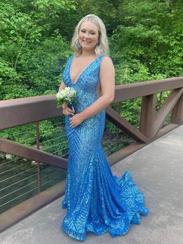 Jovani Blue Size 10 Floor Length Mermaid Dress on Queenly