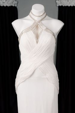 Johnathan Kayne White Size 4 Free Shipping Floor Length Train Dress on Queenly