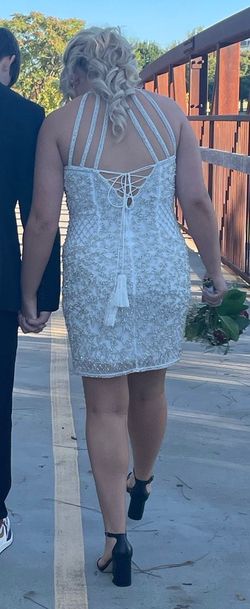 Sherri Hill White Size 10 Bachelorette $300 Midi Cocktail Dress on Queenly