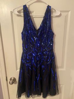 Ashley Lauren Blue Size 8 Sequin Appearance Navy Cocktail Dress on Queenly