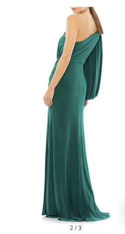 Style -1 Mac Duggal Green Size 4 Floor Length Jersey Train Dress on Queenly