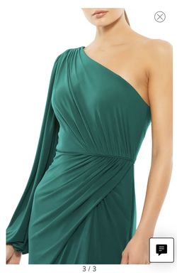 Style -1 Mac Duggal Green Size 4 Floor Length Jersey Train Dress on Queenly