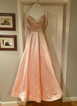 Sherri Hill Pink Size 10 Jewelled Rose Gold Pockets Plunge Train Ball gown on Queenly