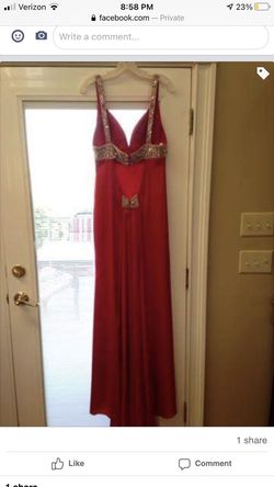 Sherri Hill Bright Red Size 12 Black Tie V Neck Wedding Guest Mermaid Dress on Queenly