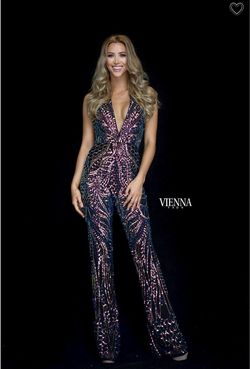 Vienna Multicolor Size 0 Floor Length Black Tie Prom Jumpsuit Dress on Queenly