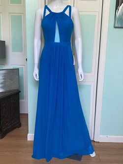 Faviana Blue Size 4 Prom Military Floor Length A-line Dress on Queenly