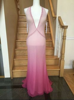 Jovani Pink Size 6 Halter Nova Floor Length Plunge Straight Dress on Queenly