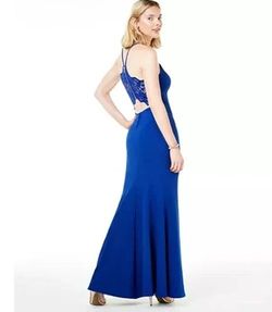 B. Darlin Blue Size 10 Polyester Backless A-line Dress on Queenly