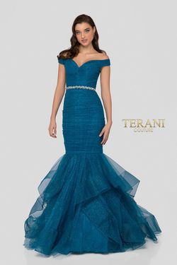 Terani Couture Blue Size 0 Jewelled Pageant Free Shipping Black Tie Mermaid Dress on Queenly