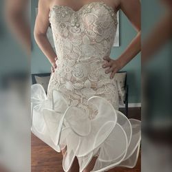 Jovani White Size 4 Ivory Bachelorette Lace Cocktail Dress on Queenly
