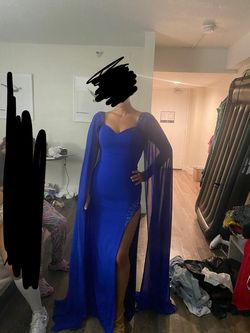 Dancing Queen Blue Size 2 Floor Length Tall Height Side slit Dress on Queenly