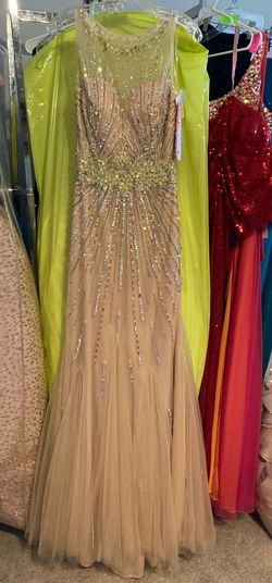 MoriLee Nude Size 4 Jewelled Sheer Mori Lee Straight Dress on Queenly