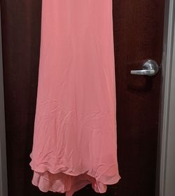 Style 3716 Karishma Prom Pink Size 14 Tall Height Sorority Formal Tulle Straight Dress on Queenly