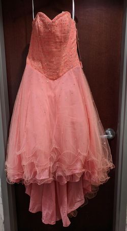 Style 3624 Lara Designs Pink Size 14 Coral Black Tie Ball gown on Queenly