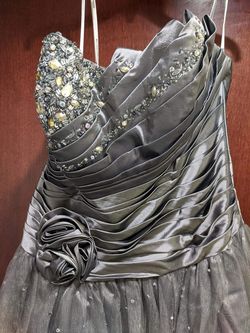 Style D420 Dreamz by Riva Designs Silver Size 14 Tall Height 50 Off Plus Size Floor Length Ball gown on Queenly