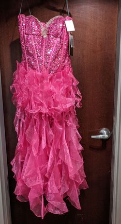 Style 6043 Alyce Designs Pink Size 14 Homecoming Floor Length Midi Cocktail Dress on Queenly