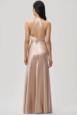 Jenny Yoo Pink Size 8 Rose Gold Silk Pageant Plunge Prom A-line Dress on Queenly