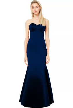 Style 1511 Bill Levkoff Navy Blue Size 6 Silk Mermaid Dress on Queenly