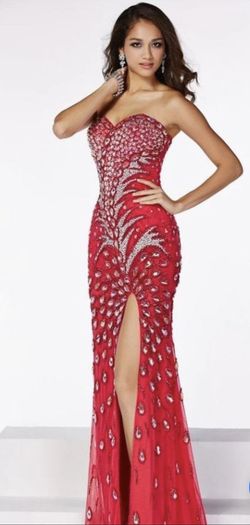Angela and Alison Red Size 4 Custom Strapless Mermaid Dress on Queenly