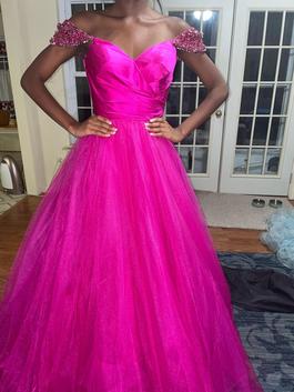 Sherri Hill Hot Pink Size 0 Sweetheart Silk Ball gown on Queenly
