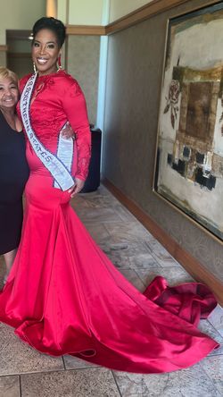 Custom SLR Couture Custom Red Size 12 Pageant 50 Off Plus Size Train Dress on Queenly