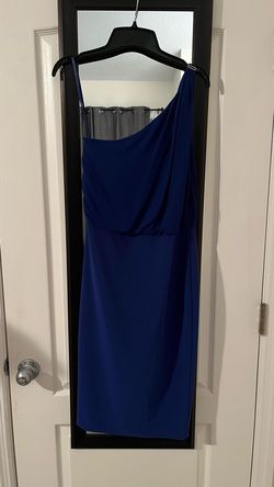 Ralph Lauren Blue Size 6 Midi One Shoulder Cocktail Dress on Queenly