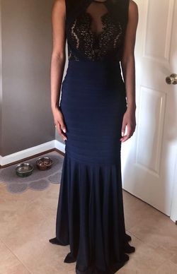 Xscape Blue Size 2 Black Tie Straight Dress on Queenly