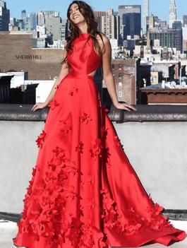 Style 51116 Sherri Hill Red Size 2 High Neck Cut Out 50 Off A-line Dress on Queenly