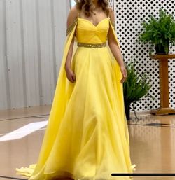 Sherri Hill Yellow Size 6 Floor Length Black Tie A-line Dress on Queenly