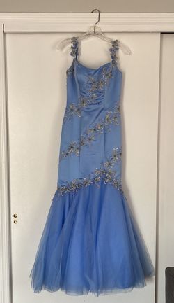 Precious Formals Light Blue Size 6 Mermaid Dress on Queenly