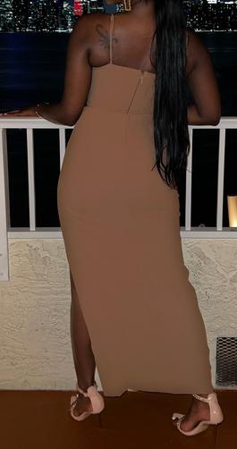 House of CB Nude Size 4 Spaghetti Strap Jersey Side slit Dress on Queenly